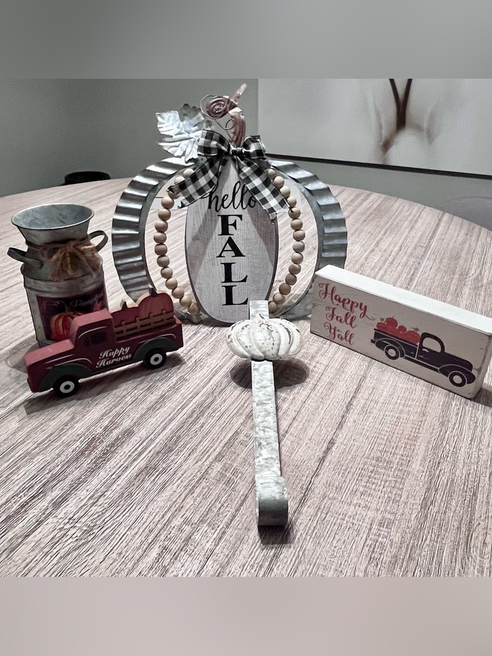 5-Piece Fall Bundle of Wood & Galvanized Metal Decor